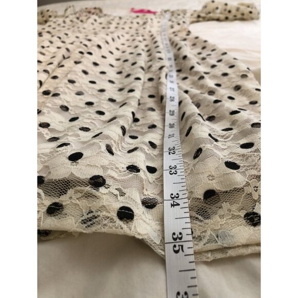 NWOT Betsey Johnson Womens Polka Dot Lace Dress Size 2 Cream Black Dance Party - Picture 10 of 10